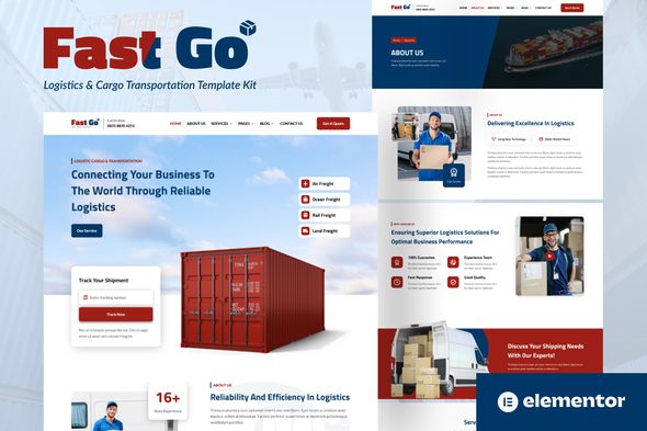 FastGo – Logistics and Cargo Transportation Elementor Template Kit